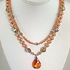 Cubic Zirconia Drop with Peach Lite Pearls and Swarovski Crystal.