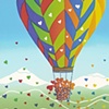 "Ballooning Hearts" silkscreened greeting card