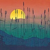 "Cattails" silkscreened greeting card
