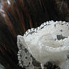 feathers and lace hair fastener.