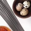 Squid Ink Pasta, Row and Quail Egg