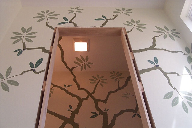 detail olive tree mural paint by the design deli