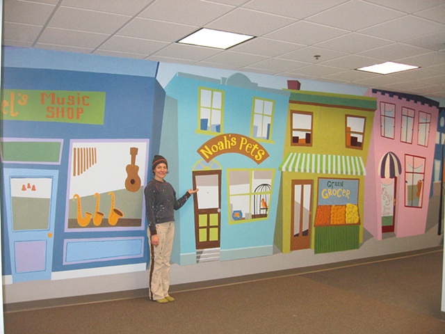 long hallway for children's center Main Street paint by the design deli