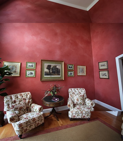 red glaze faux walls