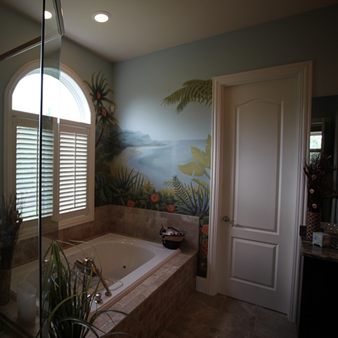 bathroom sea-scape mural