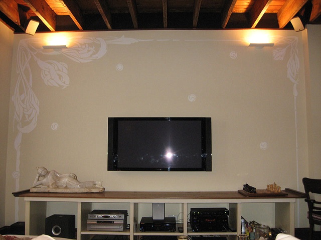 white art nouveau pattern on beige