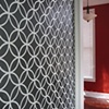 Graphic stencil entry hallway.