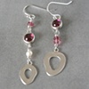 Asymmetrical Droplet Earrings with Rhodolite and Tourmaline