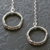 Long Fluid Circle Silver Earrings
