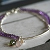 Hammered Bar Bracelet with Amethyst