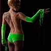 Neon UV reactive Armlette and Boy Short Set, with Dangles