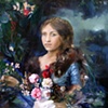 Self Portrait as a Da Vinci model in Monet's back yard