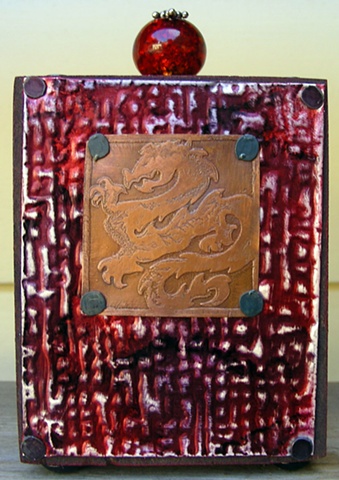 Handsome etched copper dragon that is FIERCE in it's style