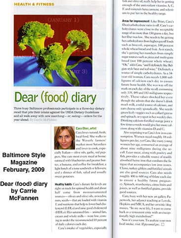 'Dear Food Diary' by Carrie McFadden. Style Magazine. January, '09.