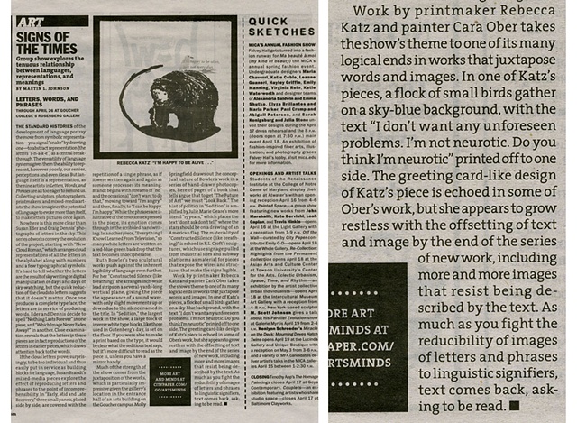 Baltimore City Paper Review of Letters, Words on April 15, 2009