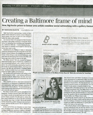 Baltimore Sun: "Creating a Baltimore frame of mind" by Edward Gunts. 11.23.2008.