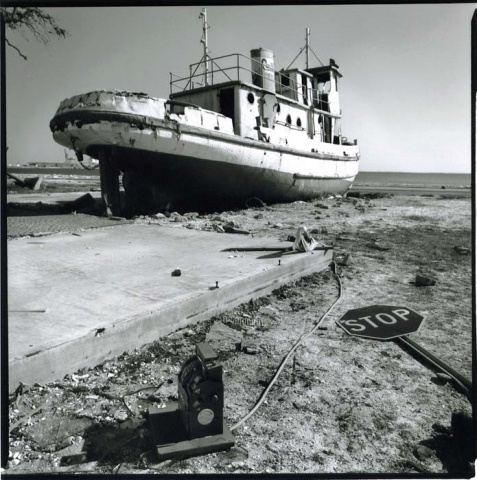 beached boat, Biloxi MS