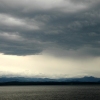 Ocean, mountains, clouds off coastal Alaska