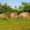 Flag And Hay bales