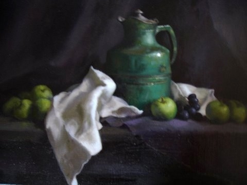 Green Pitcher and Apples