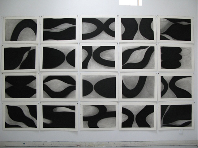 FLOW
Studio Installation
Twenty charcoal drawings