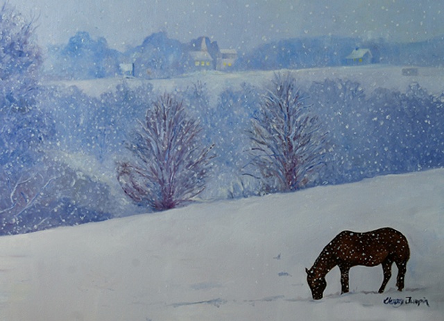Horse and Snow on Anderson Mill Rd.