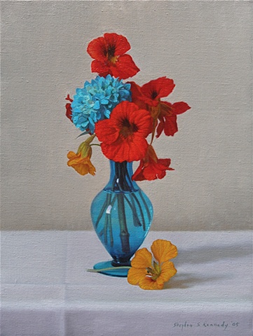 nasturtiums and hydrangeas
