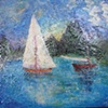 Sail Boats in blue Monet style