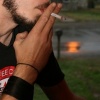 smoking in the rain