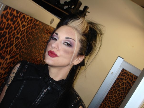 Makeup detail shot of Metal Sanaz modeling for Lip Service clothing