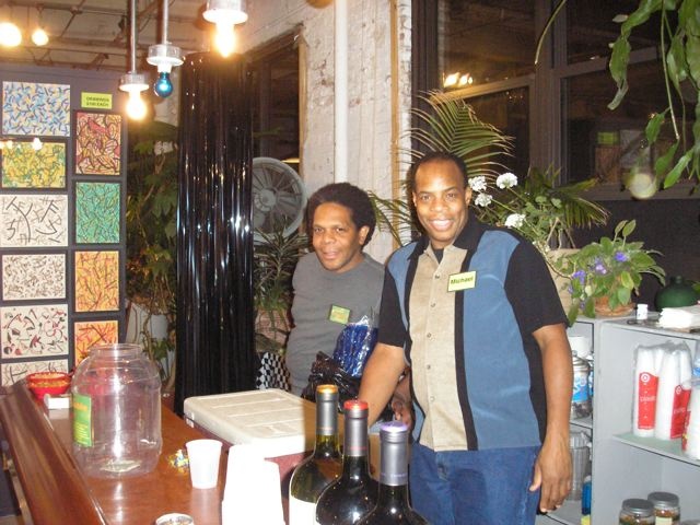 Photo Credit Joey Wozniak - Co-curator Alan Emerson Hicks and guest bartender Michael Reid