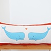 whale love pillow in blue/red
