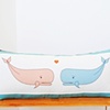 whale love pillow in rose/teal