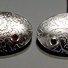 Etched Oval Earring with Garnet