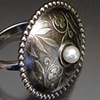Circle Ring with Pearl, oxidized