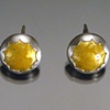 Orange Enamel Post Circle Earrings