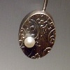 Patterned Oval Dangle with Pearl