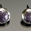 Purple Enamel Post Circle Earrings
