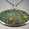Blue Green Enamel Oval Wallpaper Necklace (large)