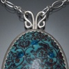 Turquoise Enamel Oval Wallpaper Necklace (large)