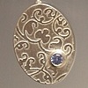 Patterned Oval Dangle with Aquamarine