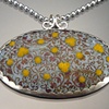 Light Blue Enamel Oval Wallpaper Necklace (large)