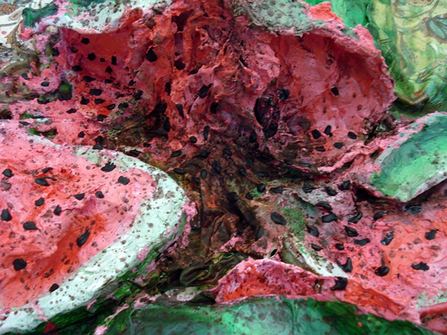Exploded Watermelon on Picnic Blanket