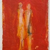 two figures on red