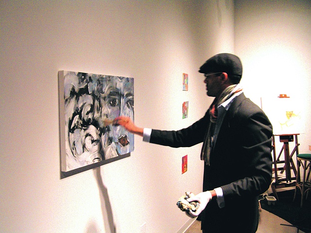 "Thinking Blue" with My Live Painting. 