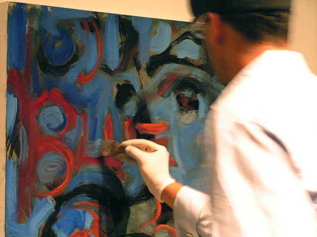 "Thinking Blue" with My Live Painting. 