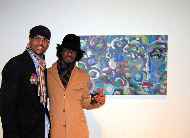 "Thinking Blue" with My Live Painting. 
