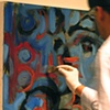 "Thinking Blue" with My Live Painting. 