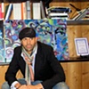 "Thinking Blue" with My Live Painting. 