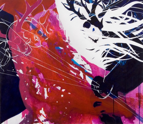 Skeletal horse and rider warrior painting by artist Owen Rundquist